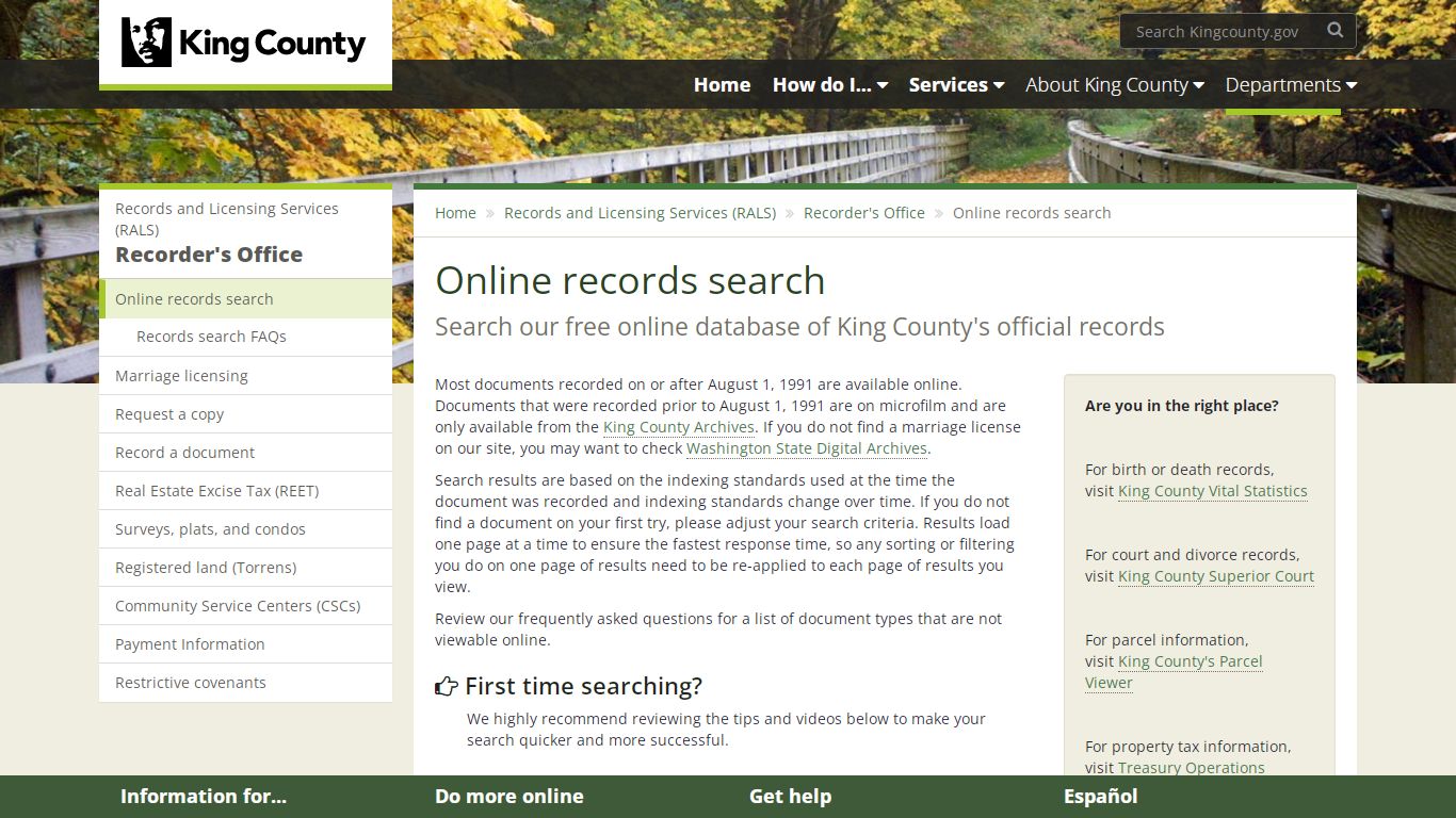 Online records search - King County - King County, Washington